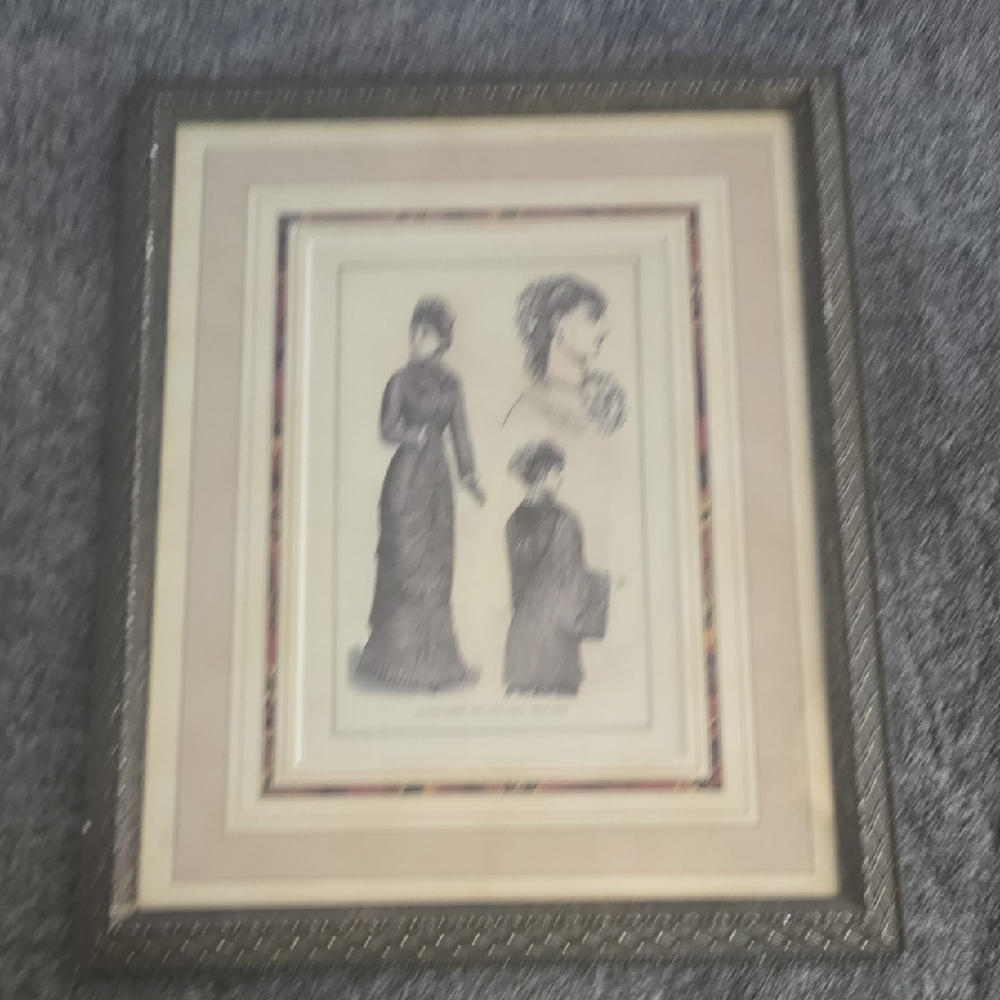 Victorian Fashion Illustration Framed Art – Custom Framed Dress Print 6/6